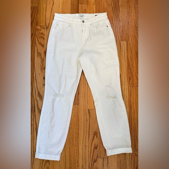 Judy Blue White Jeans Destroyed Boyfriend Sz 3/26 Mid Rise - Picture 1 of 8